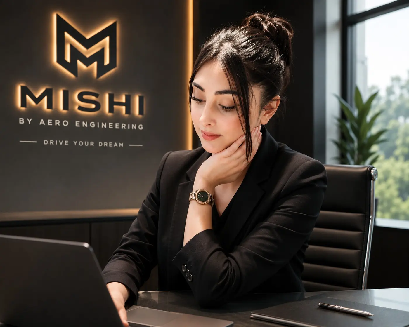 Mishi director seated in the Aero Engineering office